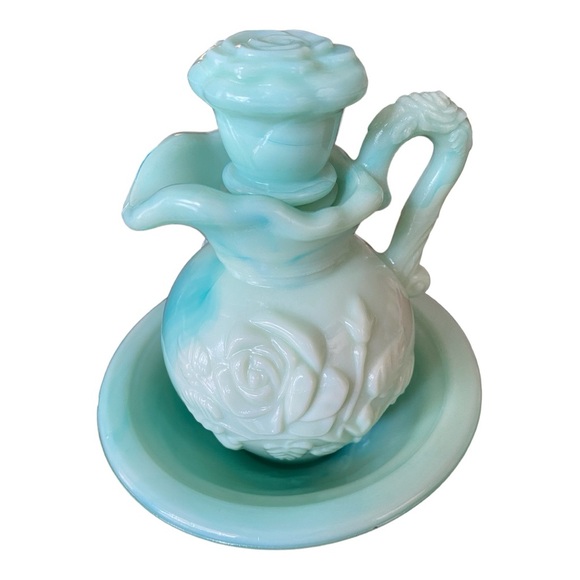 Vintage 1970 Avon Jadeite Milk Glass 4 piece bath set. Collectors item - Picture 2 of 9
